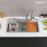 Chậu rửa chén đá BOSSCO BC-G9050XKS 1 hộc bo góc