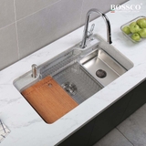Chậu rửa chén đá BOSSCO BC-G9050XKS 1 hộc bo góc