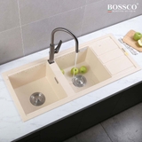 Chậu rửa chén đá BOSSCO BC-XT11650KKS 2 hộc cánh