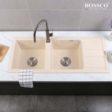 Chậu rửa chén đá BOSSCO BC-XT11650KKS 2 hộc cánh