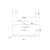 Chậu rửa chén inox Malloca MS 6302 ST dài 75cm