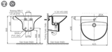 Lavabo chậu rửa mặt Viglacera V63 treo tường liền chân