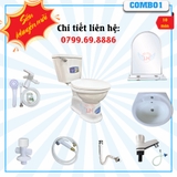 Combo Bồn cầu 2 khối Bồn cầu Dovico gạt nắp thường COMBO1