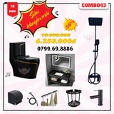 Combo Bồn cầu 1 khối Timo full đen 1415 COMBO43