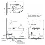Bồn Cầu 2 Khối TOTO CS948CDW23 Washlet Giấu Dây Nắp TCF47360GAA S7