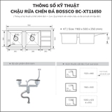 Chậu rửa chén đá BOSSCO BC-XT11650VK 2 hộc cánh