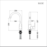 Vòi chậu rửa chén Caesar K415C nóng lạnh