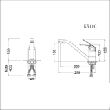 Vòi chậu rửa chén Caesar K511C nóng lạnh