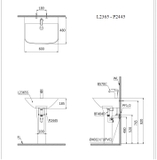 Lavabo chậu rửa mặt Caesar L2365 treo tường chân dài
