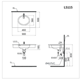Lavabo chậu rửa mặt Caesar L5113 âm bàn