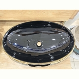 Lavabo Timo đặt bàn oval đen hoa văn LTLVB-8020