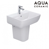 Lavabo chậu rửa mặt Inax AL-312V treo tường + chân sứ chống bám bẩn Aquaceramic (AL312V)