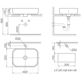 Lavabo chậu rửa mặt Viglacera V25 đặt bàn