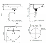Lavabo chậu rửa mặt Viglacera V26 bán âm dương vành