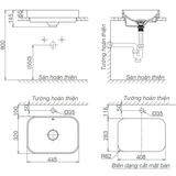 Lavabo chậu rửa mặt Viglacera V27 bán âm dương vành