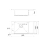 Chậu rửa chén inox Malloca MS 6303 WST dài 80cm