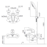 Vòi sen tắm nóng lạnh INAX BFV-3413T-8C tự động tay sen tăng áp si (BFV3413T-8C)