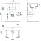 Lavabo chậu rửa mặt Viglacera V59 treo tường + chân