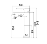 Vòi lavabo chậu rửa mặt Italisa Ta-7860CP nóng lạnh cổ cao