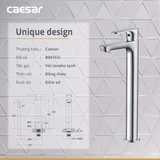 Vòi lavabo chậu rửa mặt Caesar B061CU nước lạnh cổ cao kèm nút xả nhấn