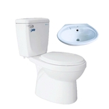 Bồn cầu 2 khối Thiên Thanh Waves xả gạt nắp êm + Lavabo LT04