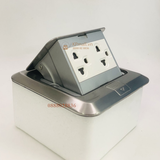 Bộ ổ cắm âm sàn đôi gồm 2 ổ cắm 3 chấu Simon màu bạc ZD021287