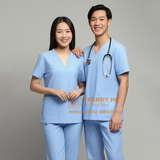 Bộ scurbs bác sĩ, đồng phục kỹ thuật viên, spa Cotton Cao Cấp Màu Xanh Hòa Bình