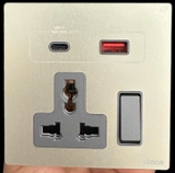 M7 Metal- Bộ ổ cắm đa năng kèm USB và A+C (Satin Gold) Simon M7 66E7253M-2C