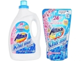 Combo nước giặt Attack khử mùi hương hoa anh đào 2.4kg và túi 1.4kg