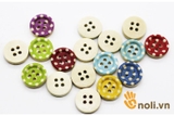 Colorful polka dot wooden buttons with 4 holes