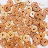 Decorative wooden buttons with border 20mm