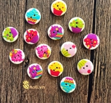 Wooden buttons decorated with cake motifs 20mm