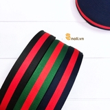 Charcoal green striped Gucci string as accessories to decorate shoes, sandals, bags, hats