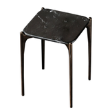 GEO SQUARE TALL TABLE with Black Nero Marble & Bronze Legs 398x398x480mm
