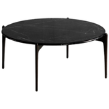 GEO ROUND COFFEE TABLE 800x800x380 with Black Nero Marble & Bronze Legs