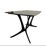 Bàn Ăn Chân Cánh Bướm Mặt Đá Ceramic Đen Dài 1M6