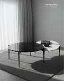 GEO ROUND COFFEE TABLE 800x800x380 with Black Nero Marble & Bronze Legs