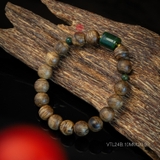 Vòng tay Trầm Hương tròn 10 li cận chìm mix Cẩm Thạch cao cấp