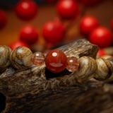 Vòng tay Trầm Hương tròn 10 li cận chìm mix Ngọc đỏ