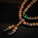 Vòng Trầm Hương 108 hạt 6 li cận chìm mix cẩm thạch