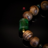 Vòng tay Trầm Hương tròn 10 li cận chìm mix Cẩm Thạch cao cấp