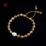 Vòng tay Trầm Hương nữ banh dầu 6 li mix Bạc đính đá ( kiểu 5 )