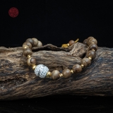 Vòng tay Trầm Hương nữ banh dầu 6 li mix Bạc đính đá ( kiểu 5 )