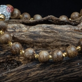 Vòng tay Trầm Hương nữ banh dầu 6 li mix Bạc đính đá ( kiểu 5 )