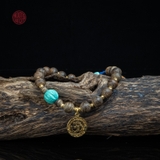 Vòng tay Trầm Hương cận chìm 6 li mix charm Vàng và đá Tây Tạng ( kiểu 9 )