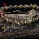 Vòng tay Trầm Hương cận chìm 6 li mix Thạch anh đỏ và Phỉ Thúy ( kiểu 11 )