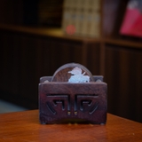 LÓT CHÉN TRÒN GỖ GỤ ĐÍNH LÁ INOX