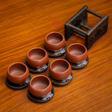 LÓT CHÉN TRÒN GỖ GỤ ĐÍNH LÁ INOX