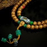 Chuỗi trầm hương 108 hạt niệm Phật 108 hạt 10 li mix Bạc và Ngọc