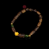 Vòng tay trầm hương chìm nước dạng hạt tự nhiên mix vàng 24k